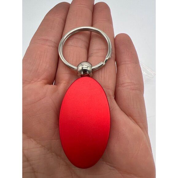 Red Oval Metal Keychain With Silver Ring Durable Design Great For Keys Or Gifts - Picture 3 of 3